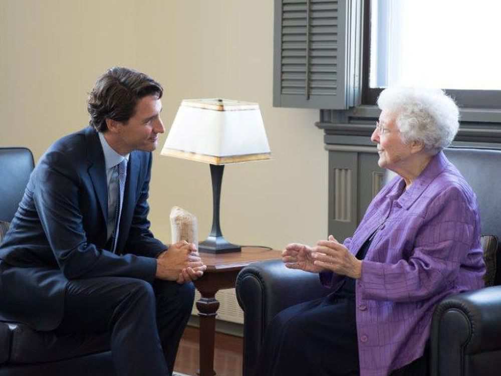 Sister Louise Dunn meets with PM Justin Trudeau on July 2016.